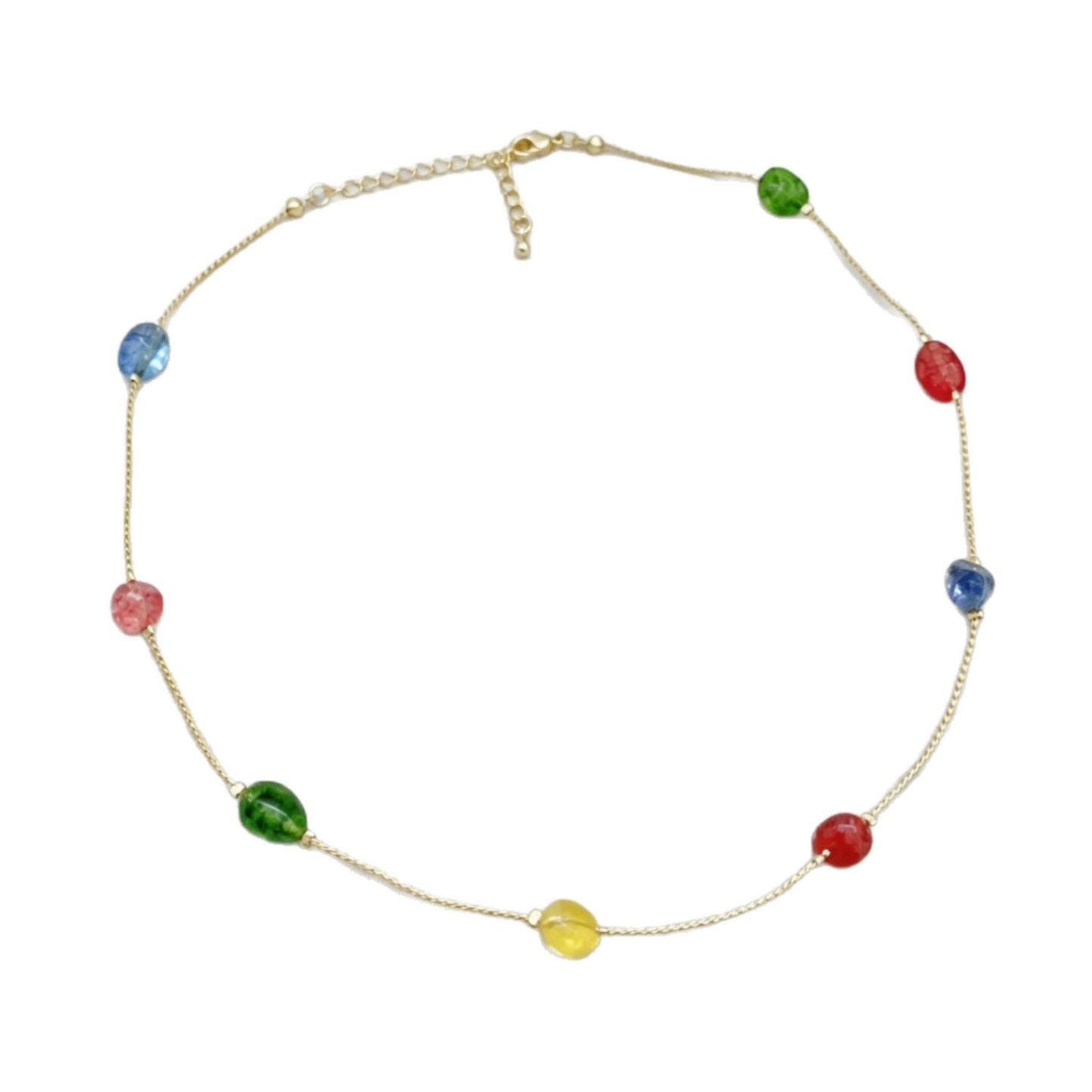 Irregular Color Crystal String Beads Gold Light Earrings