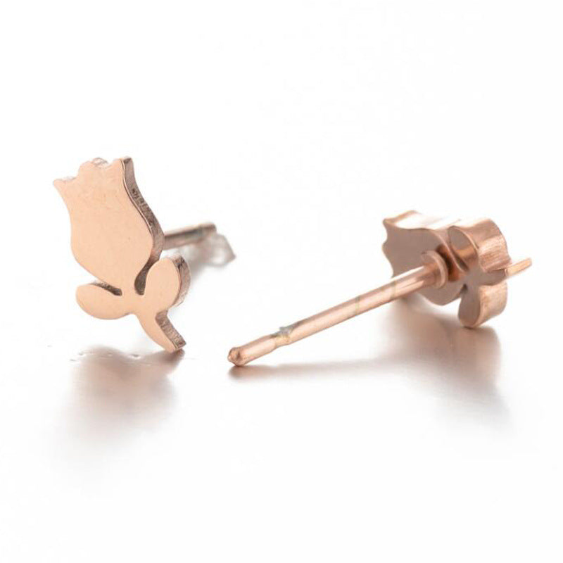 Lotus Ear Bone Hollow Origami Stainless Stud Earrings