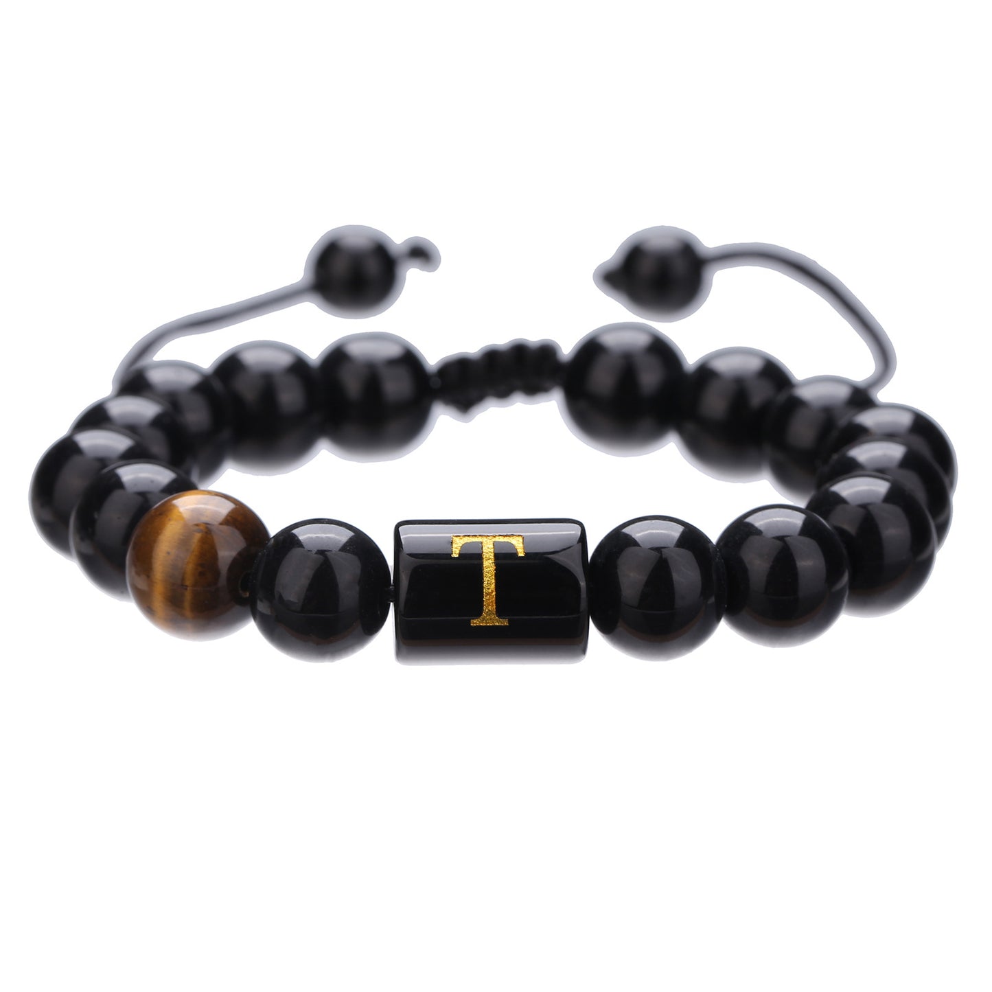 Live Streaming Black Agate Beads Male Letter Bracelets