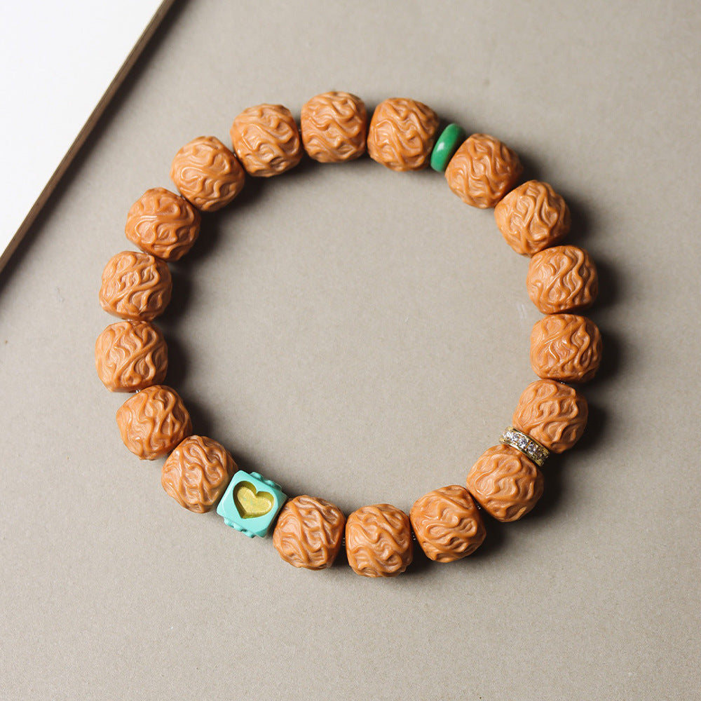 Monkey Head Walnut Glossy Love Fart Peach Single Bracelets