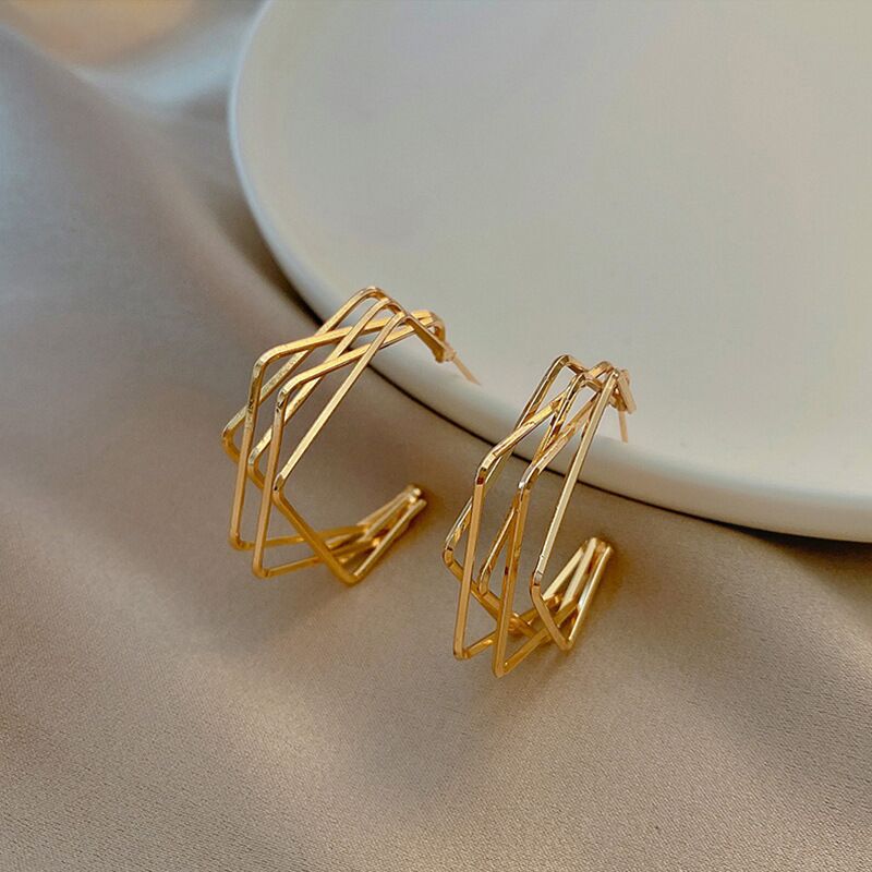 Sier Pin Simple Geometric Square Temperament Rings