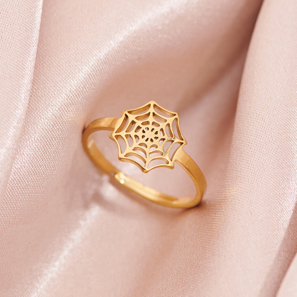 Stainless Steel Gold Opening Halloween Spider Rings