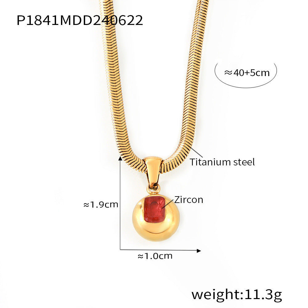 Zircon Titanium Steel Gold Plated Geometric Necklace