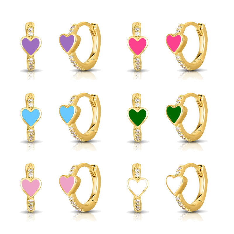 Sier Needle Fashion Simple Heart-shaped Geometric Ear French Stud Earrings