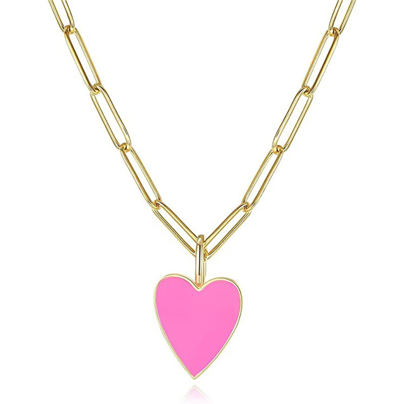 Women's Source Heart-shaped Gold-plated Stainless Steel Clip For Girlish Fashion Love Necklace