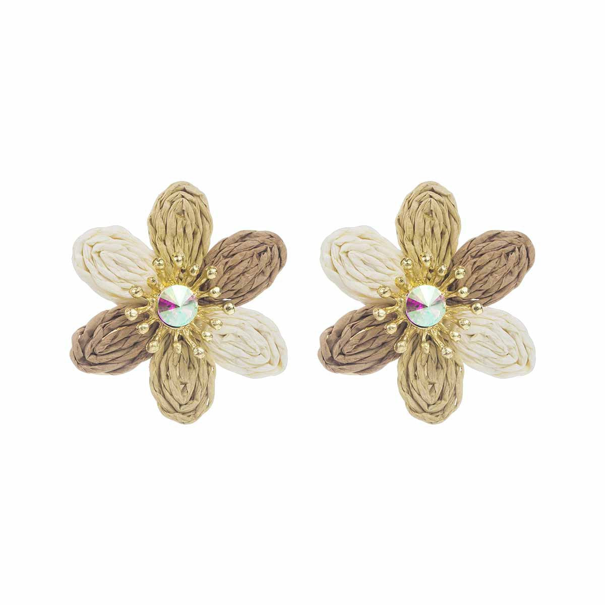 Women's Vacation Style Enamel Color Flower Pearl Light Luxury High-grade Earrings