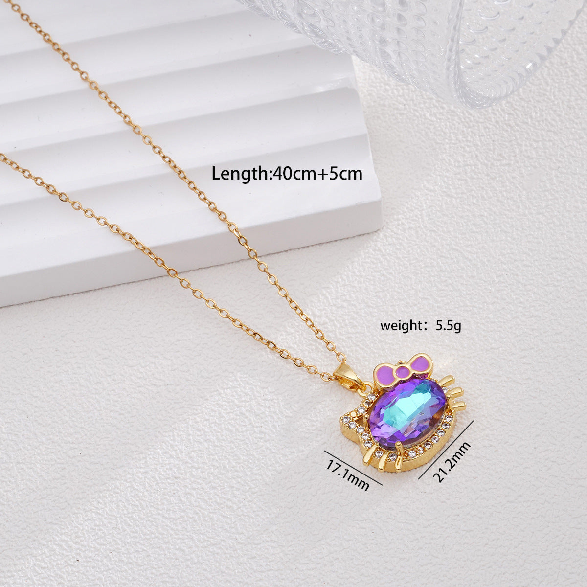Titanium Steel Female Gold Cat Cartoon Design High-grade Necklaces