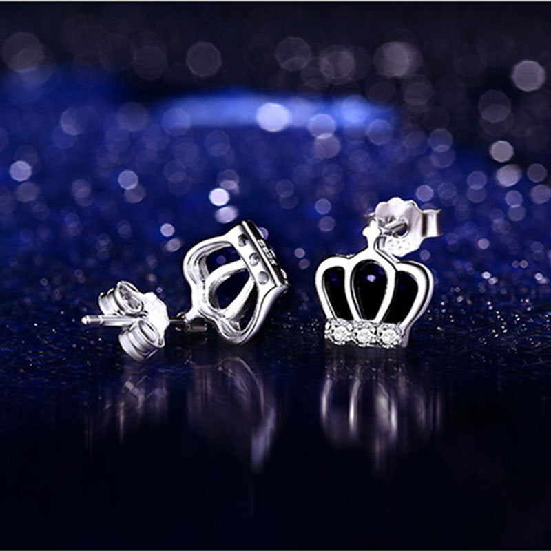 Women's Simple Cross Princess Crown Zircon Ear Fashion Petite Stud Earrings