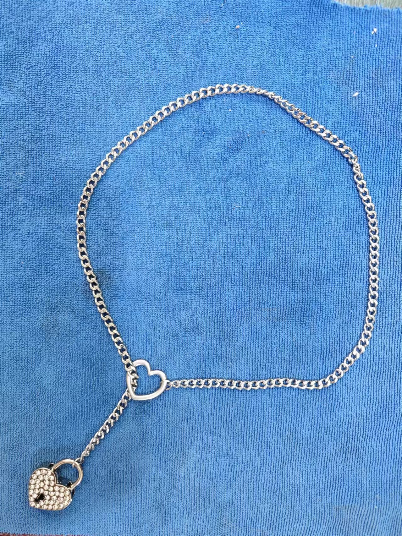 Punk Gothic Cuban Adjustable Love Heart Necklace
