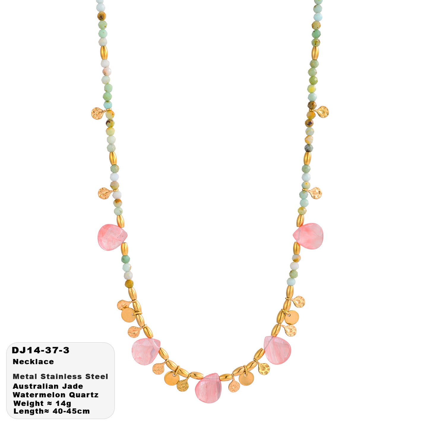 Women's Green Natural Stone Seaside Beach Style Water Necklace