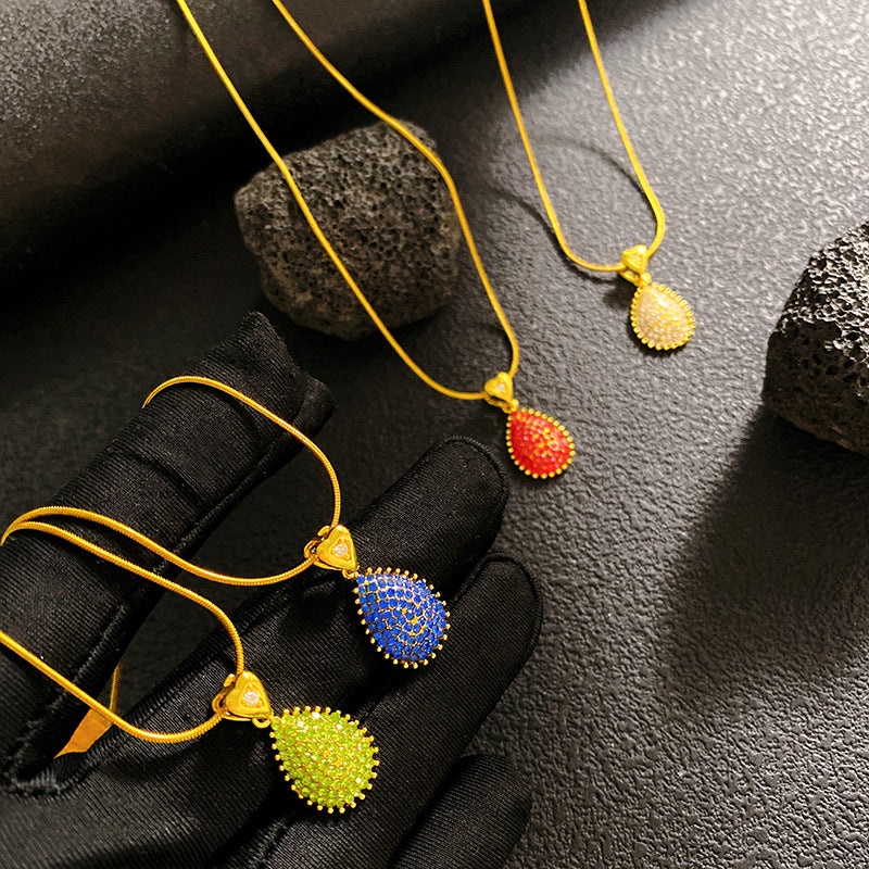 Women's Full Zirconium Drop Fashion Temperament Entry Lux Style Necklaces