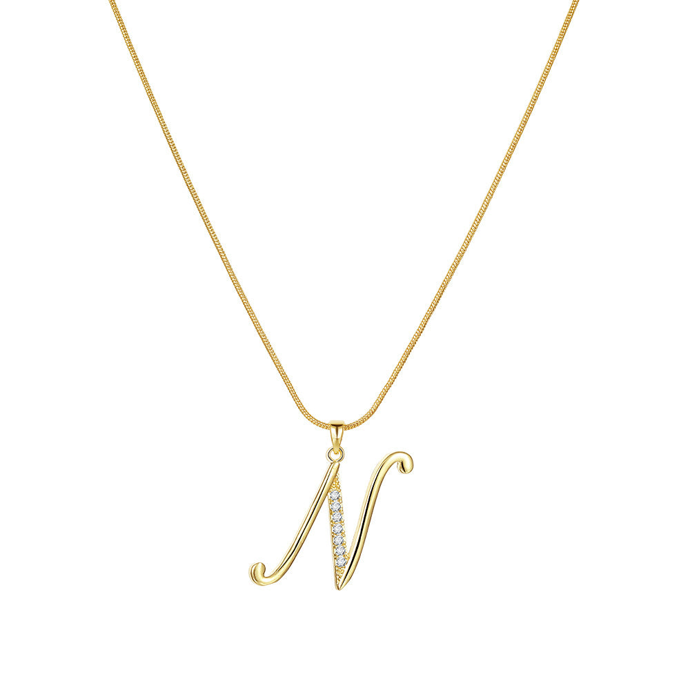 Simple Copper Inlaid Zircon Snake Chain Gold Advanced Necklaces