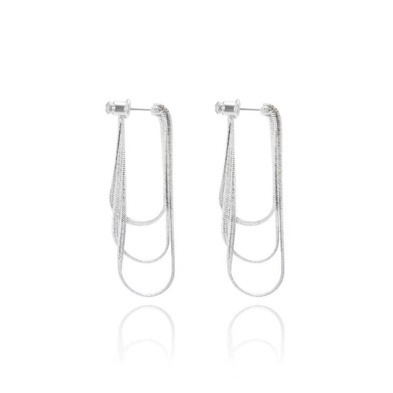 Snake Bones Chain Tassel Three High Earrings