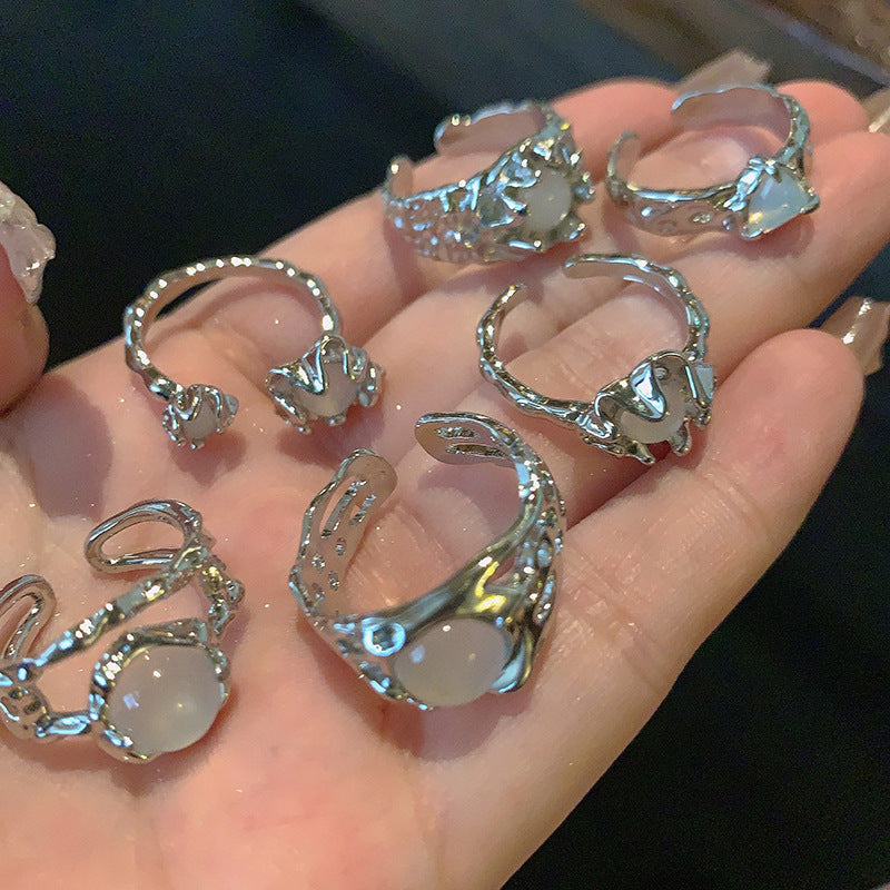 Design Cold Style Opal Open Female High-grade Personality Liquid Texture Ring