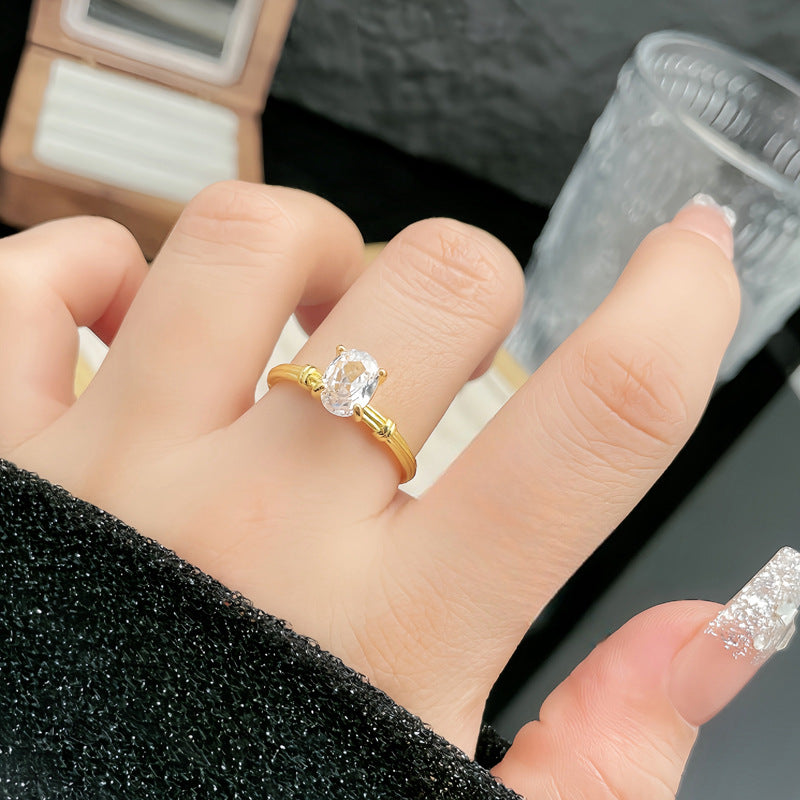 Pear-shaped Zircon Stylish Opening Female Cold Rings