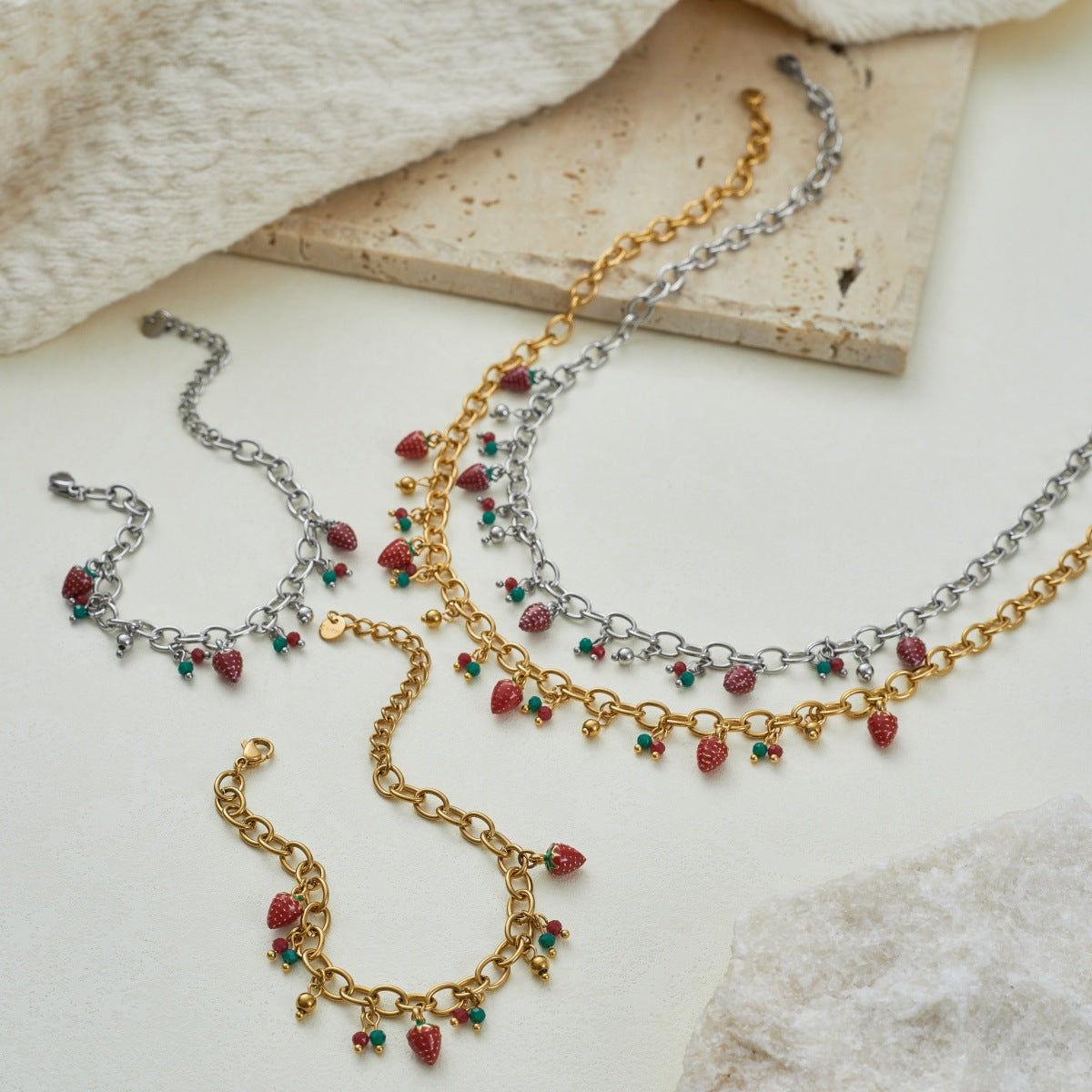 Stainless Steel Sweet Strawberry Niche Design Necklaces