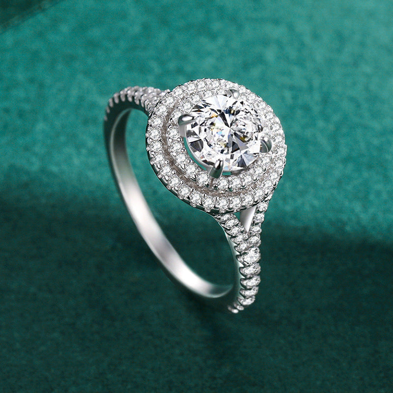 Eight Hearts Arrows Zircon Imitation Moissanite Female Male Six Claw Ring