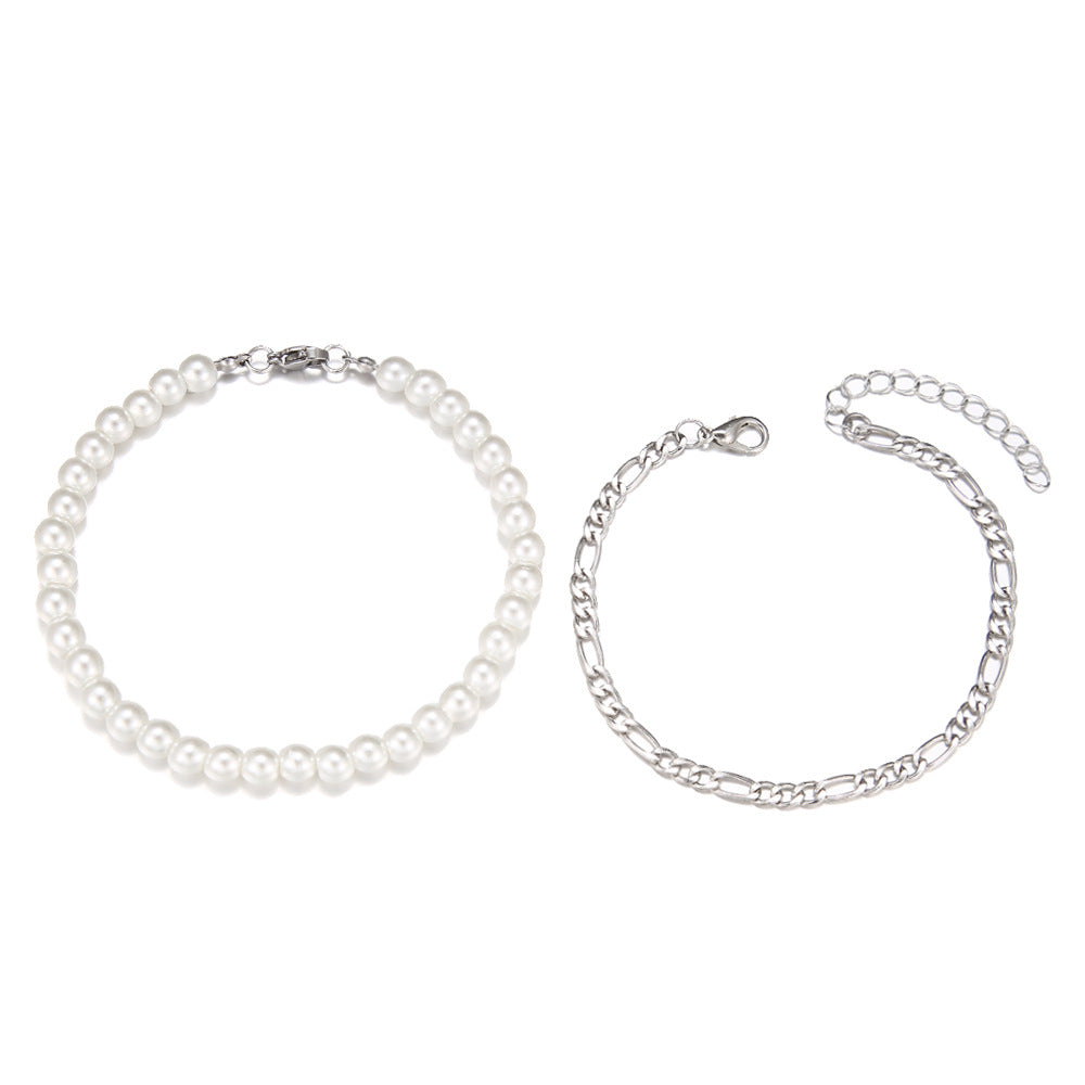 Men's Pearl Chain Niche Temperament Beaded Twin Bracelets