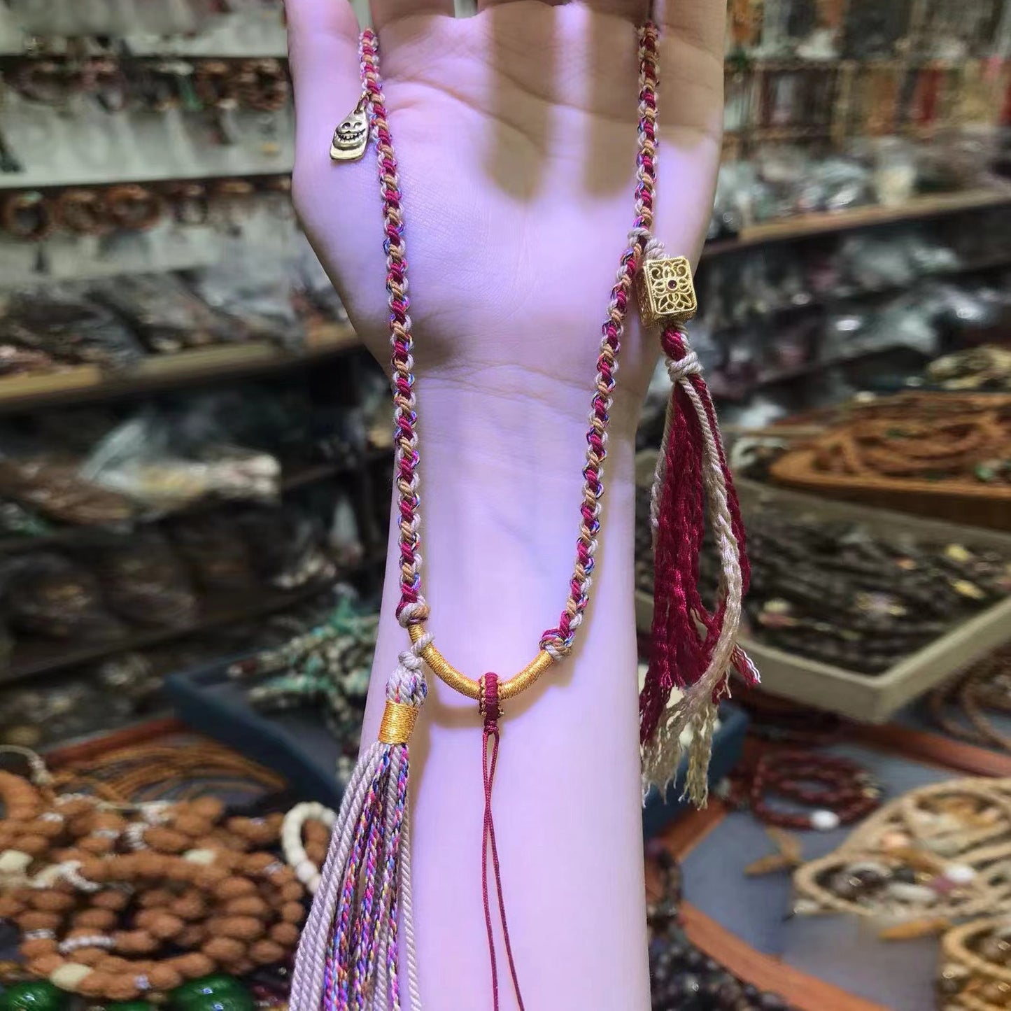 Tibetan Handmade Braided Rope Beeswax Jade Necklaces