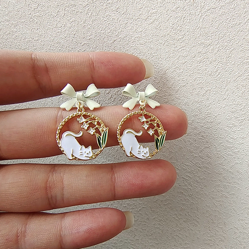 Graceful Summer Bow Naughty Cat Flower Rings