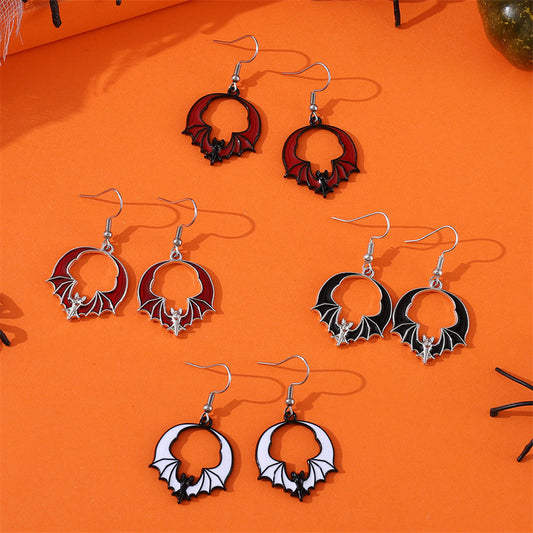 Eccentric Personality Dark Bat Halloween Series Earrings