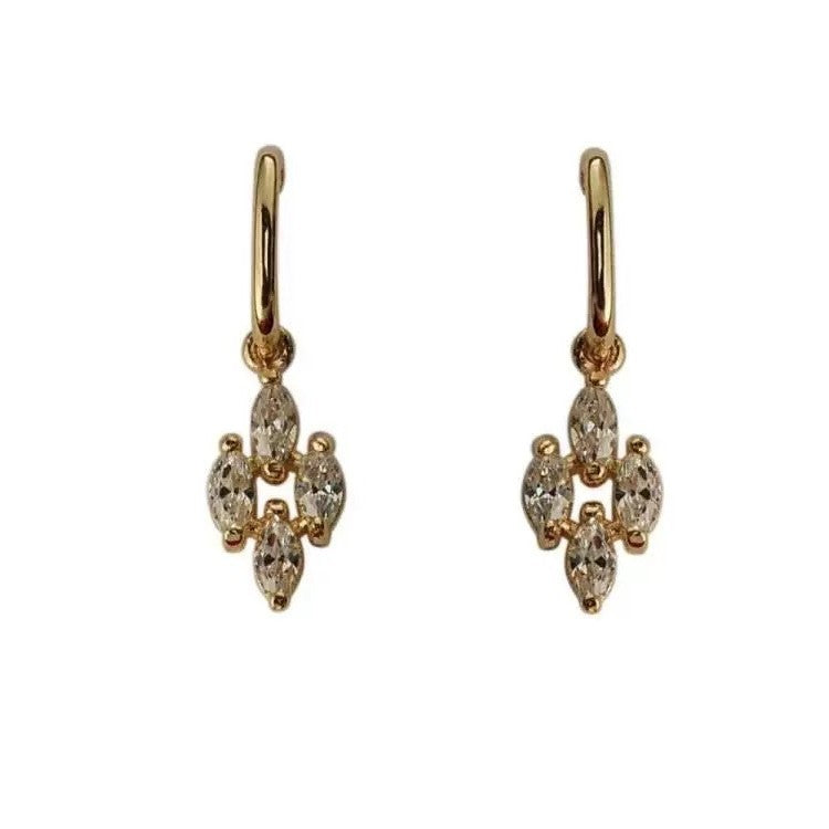 Women's Flash Rhombus Korean Retro Ear Clip Versatile Exquisite Temperament Entry Earrings