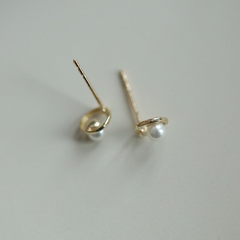Pearl Shell Zirconium Diamond Small Circle Daily Rings