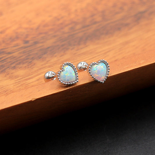 Trendy Fashion Sweet Milk White Color Opal Love Earrings