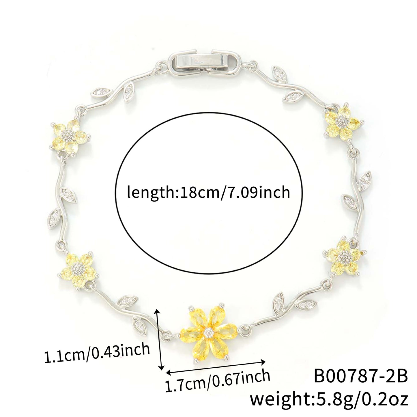 Petals Flower Leaf Zircon Design Personality Daily Birthday Bracelet