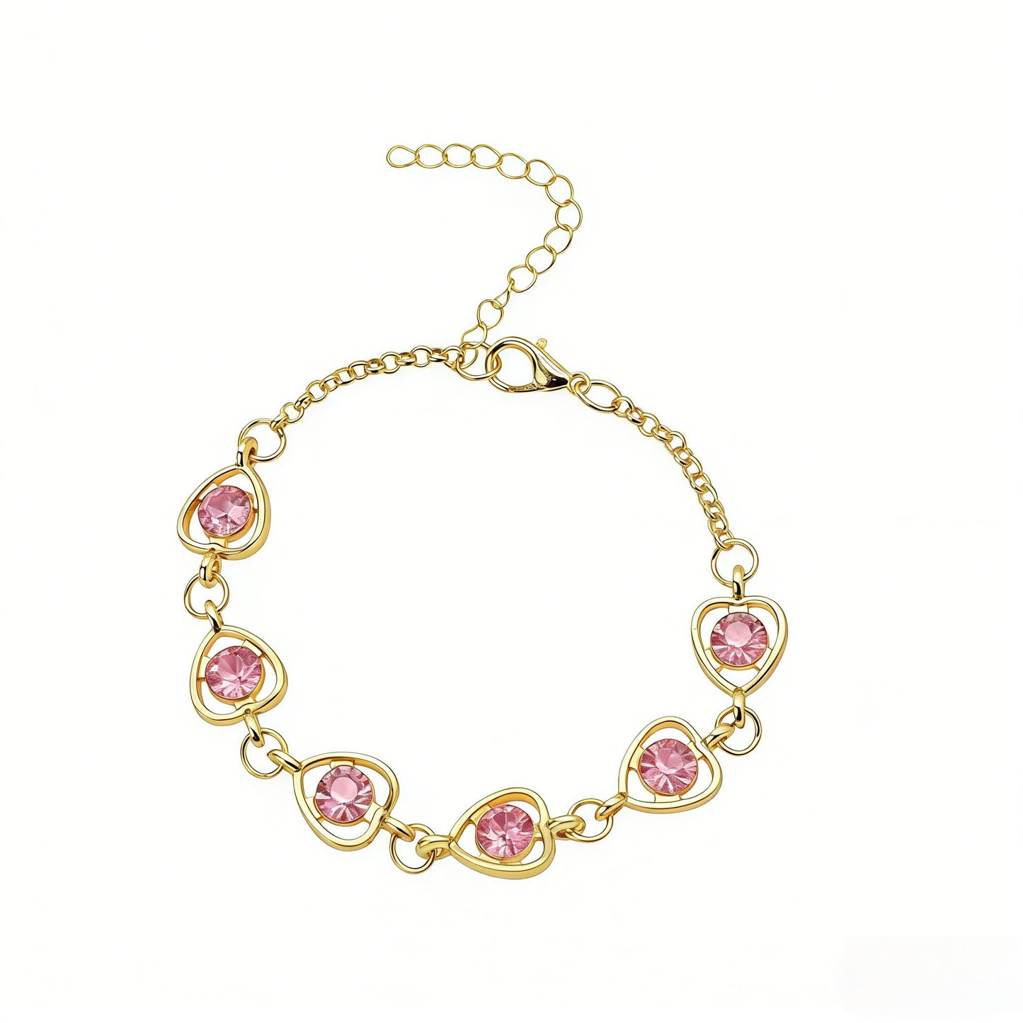 Six Peach Heart Crystal Fashion Elegant Single Hollow Shape With Bracelets