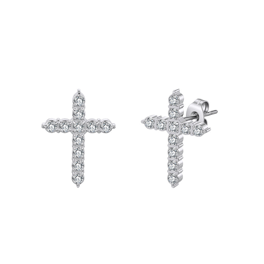 Women's Stainless Steel Diamond Tassel Simple Niche Everyday Joker Twin Collection Earrings