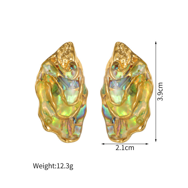 Geometric Irregular Abalone Shell Retro Fashion Elegance Chinese Style Design Rings