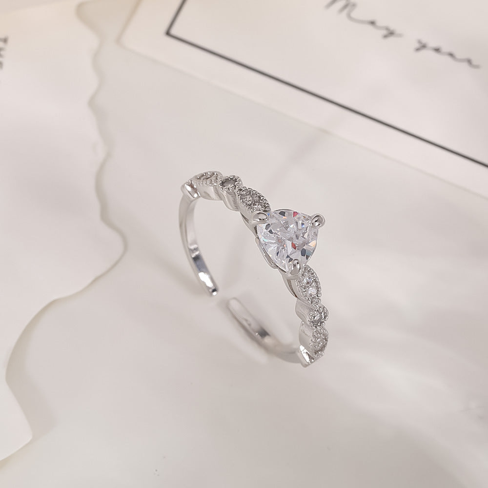 Women's Open-end Zircon Fashionable Classy Simple Cold Feeling Goddess Rings