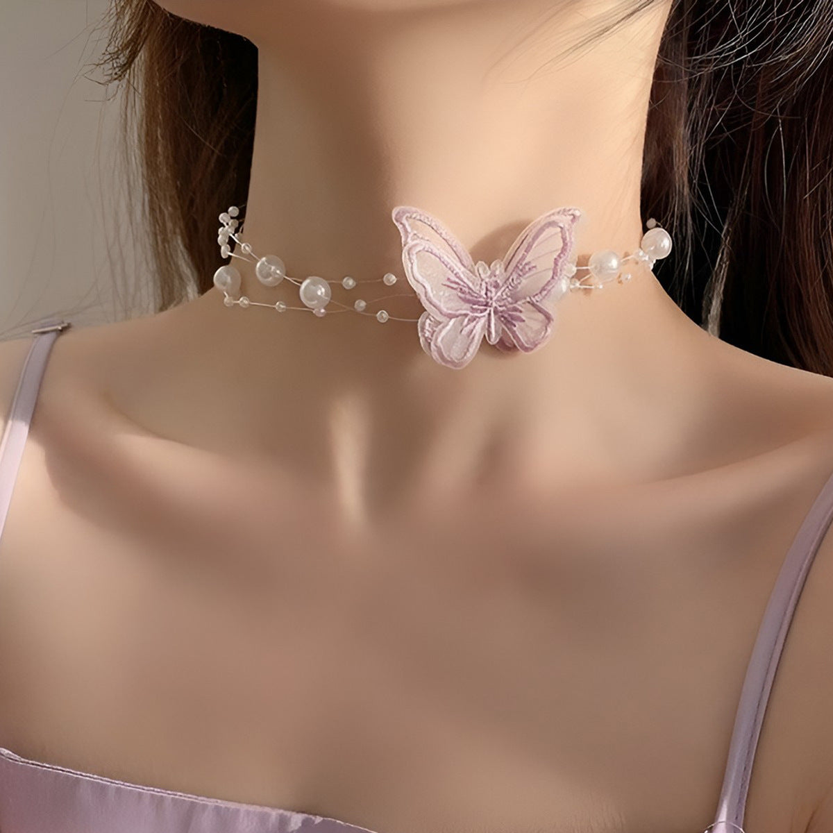 Women's Style Fish Thread Woven Hollow Tulle Necklaces