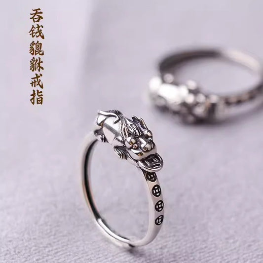Retro Distressed Money Drawing Pi Female Ring