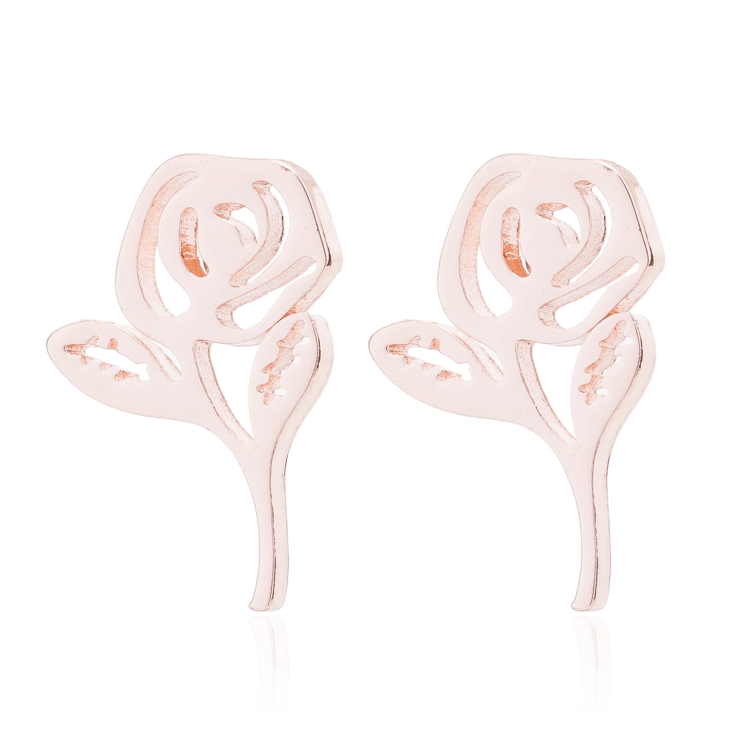 Lotus Ear Bone Hollow Origami Stainless Stud Earrings
