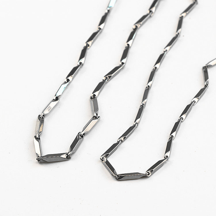 Men's Titanium Steel Bevel Chain Metal Hip Hop Necklace