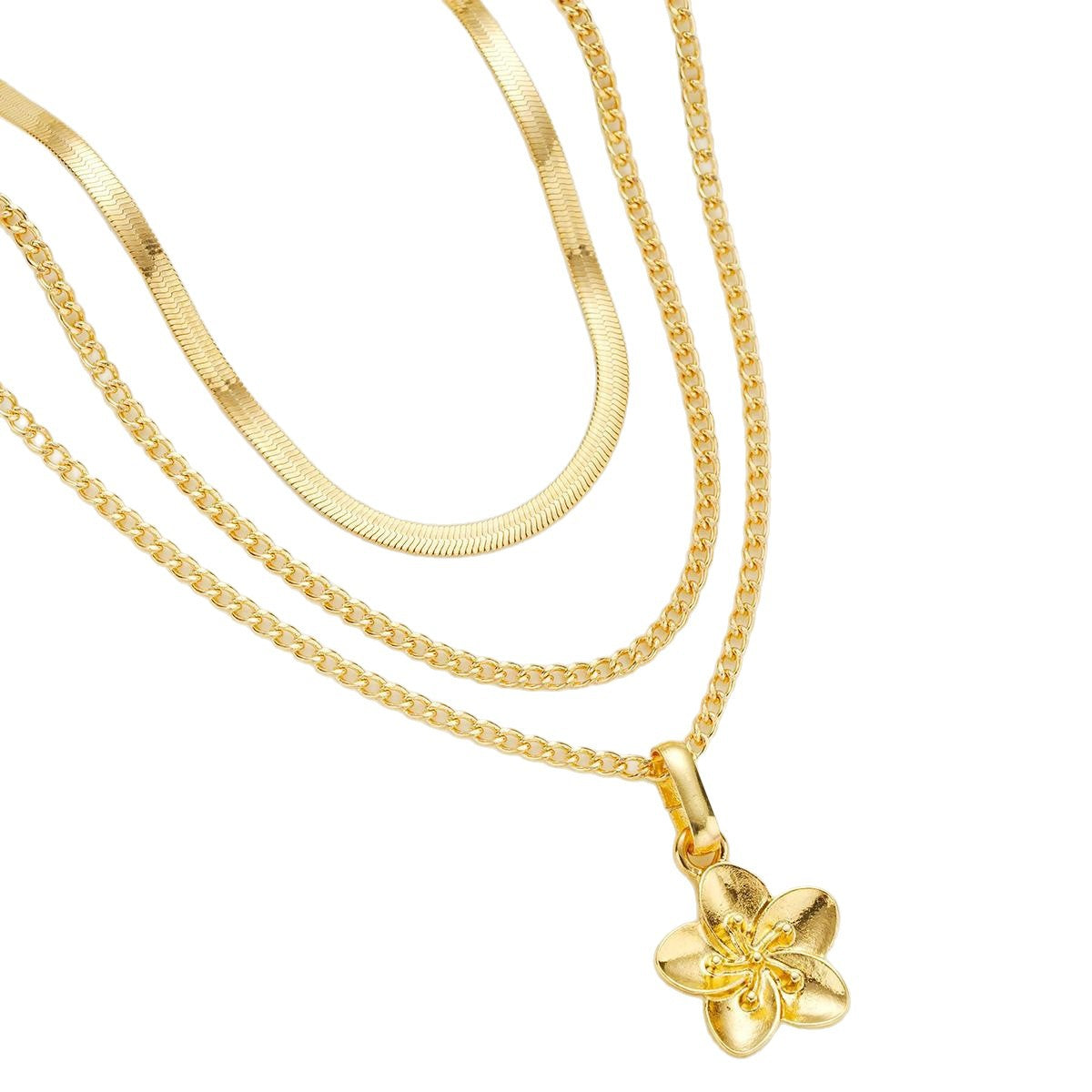 Fashion Twin Clavicle Chain Simple Flower Unique Necklace