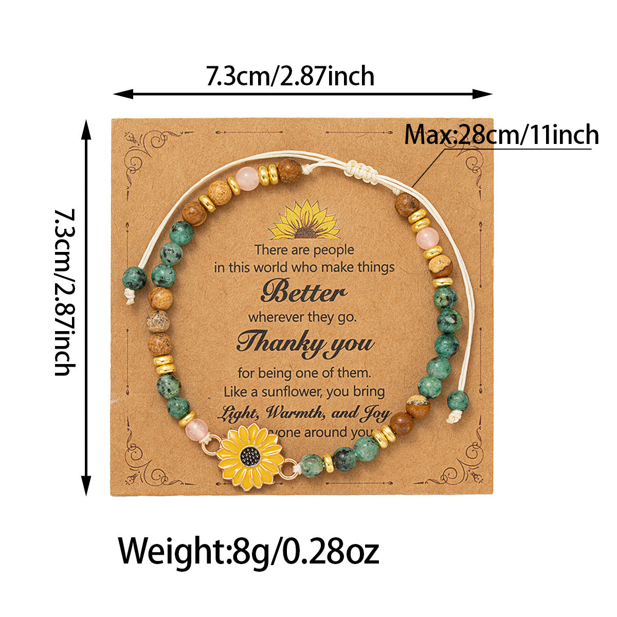 Women's Sunflower With Natural Stone Hand-woven Adjustable Bracelet