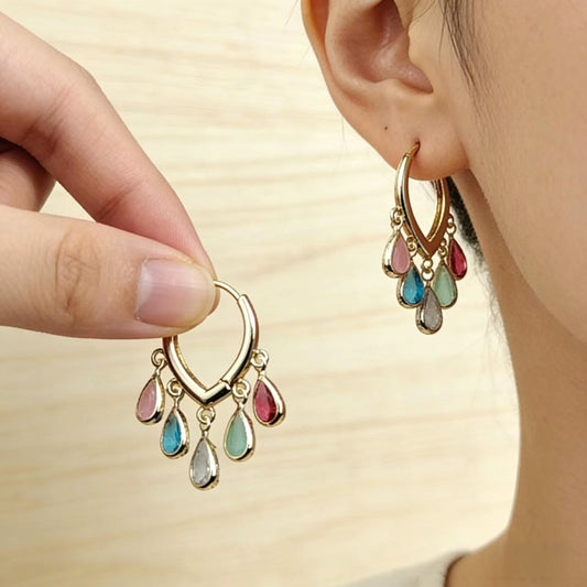 Women's Colorful Water Drop Clip Simple Grace Personality Minority Ear Buckle