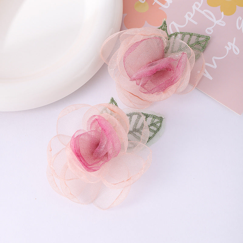 Women's Indie Pop Style Pink Lace Flower Summer High Sense Sweet Earrings
