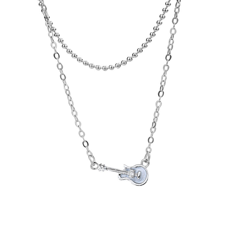 Hot Twin White Guitar Clavicle Chain Necklaces