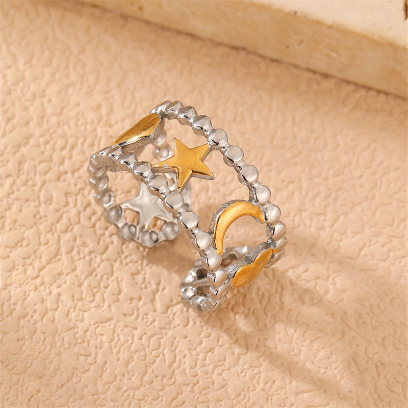Stainless Steel Opening Adjustable Female Leaves Ring