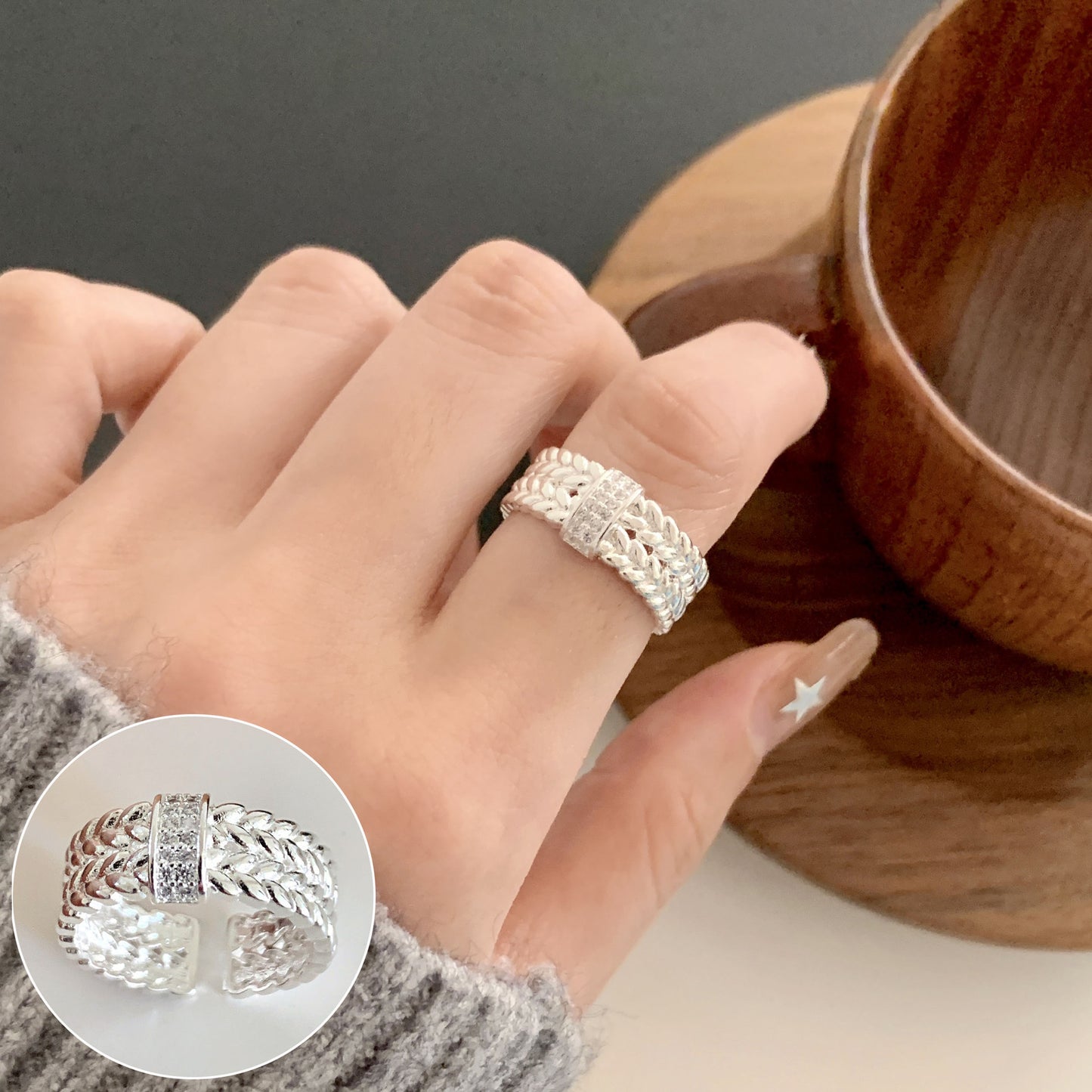 Roman Numeral Female Retro Fashion Chain Open Hip Hop Ring