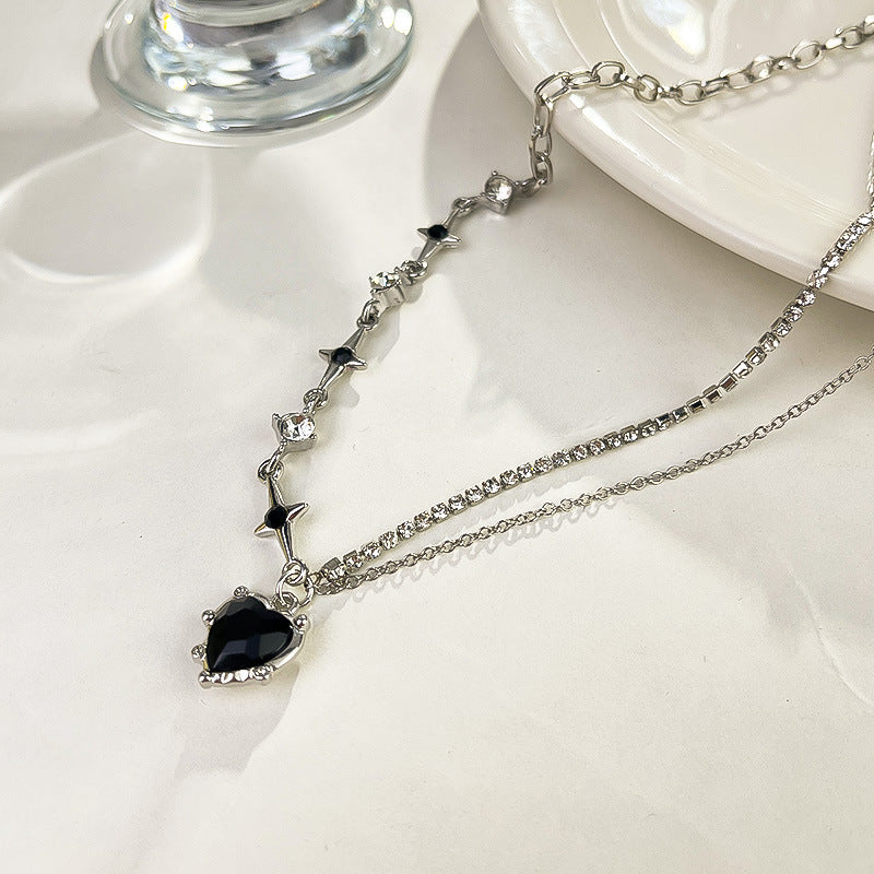 Women's Cool Hot Style Purple Rhinestone Heart Advanced Necklace