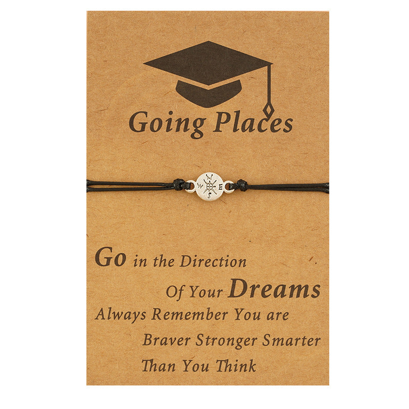 Graduation Card Creative Compass Woven Adjustable Bracelet