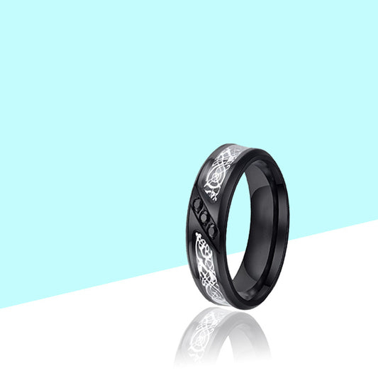 Men's Diamond Stainless Steel Carbon Fiber Titanium Ring