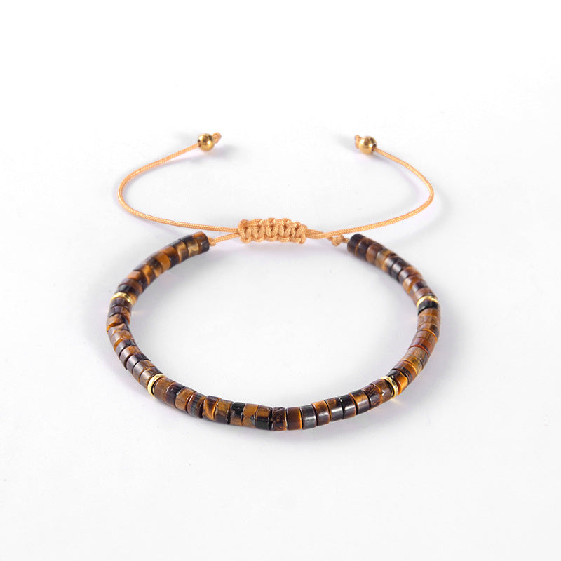 Natural Stone Spacer Beads Beaded Weave Boho Bracelet