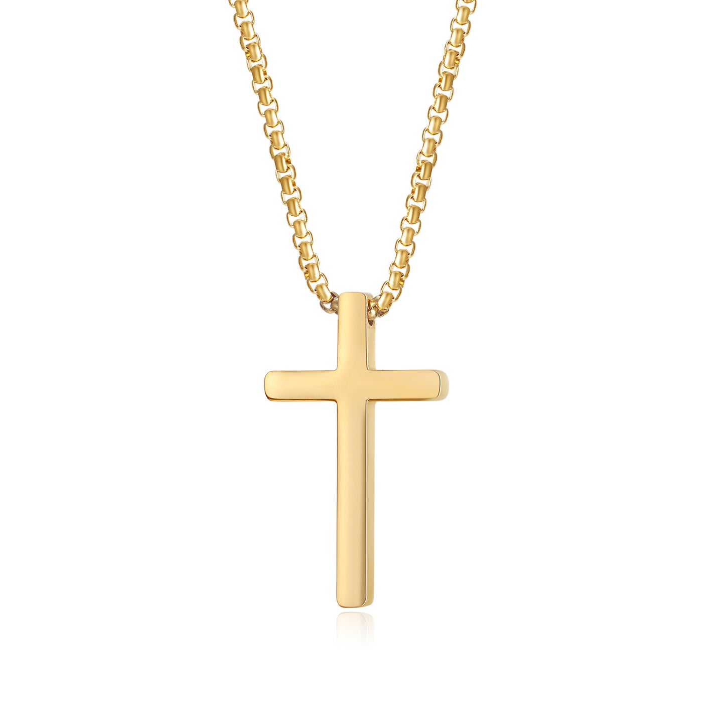 Men's Simple Personality Glossy Stainless Steel Cross Necklaces