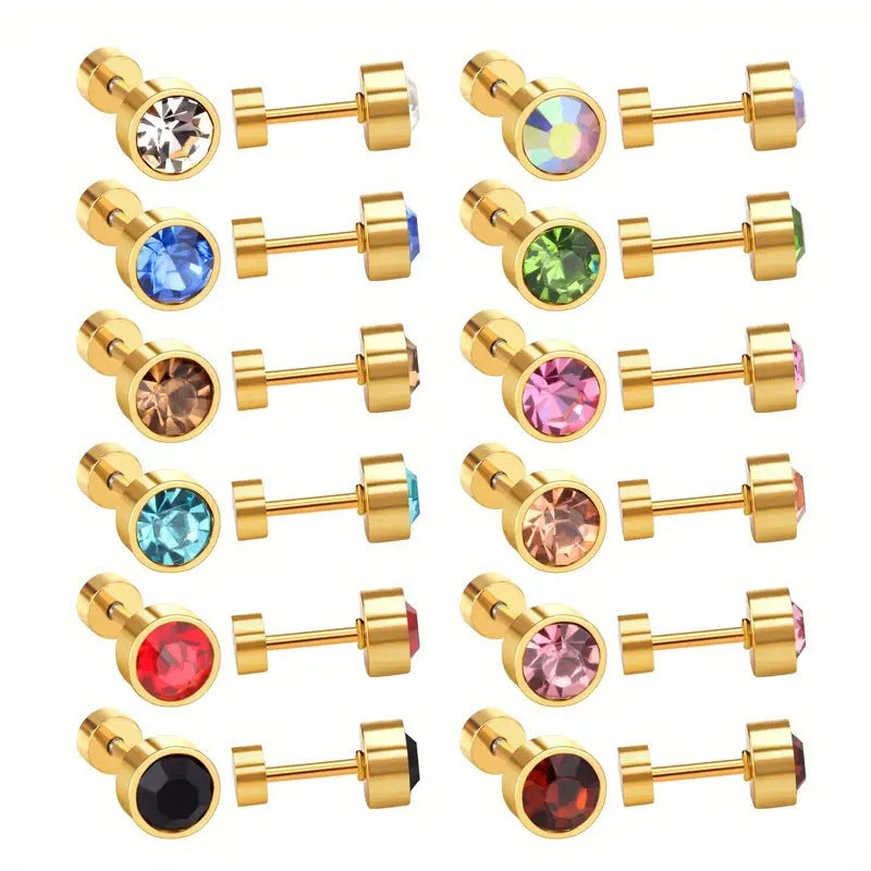 Stainless Steel Diamond Cup Car Plug Ear Bone Seconds Stud Earrings